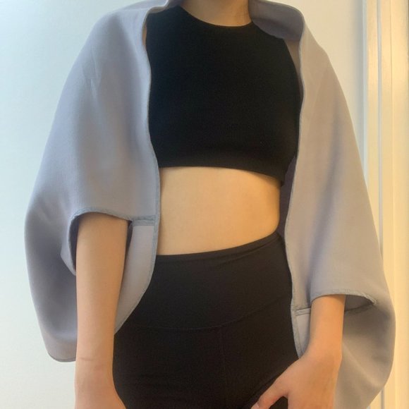 Vintage Grey One Size Shawl Poncho Blanket Jacket Scarf - Picture 2 of 4